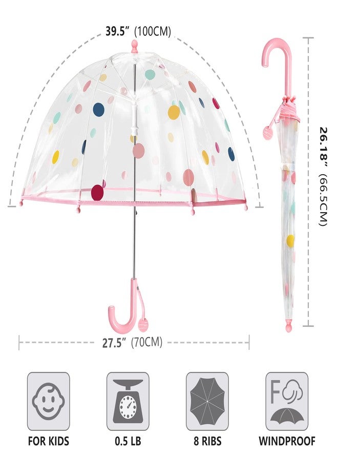 RONIARE Kids Clear Bubble Umbrellas for Rain Dome Windproof Umbrella for Kid Girls and Boys,Dots-Pink - Image 5